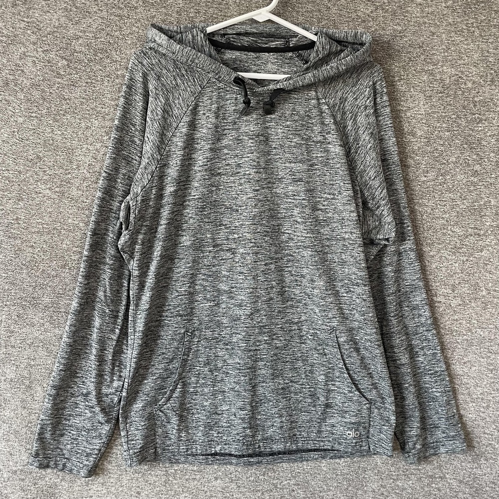 Alo Hoodie Mens Medium? Gray Lightweight Pullover Kangaroo Pocket Yoga Athletic